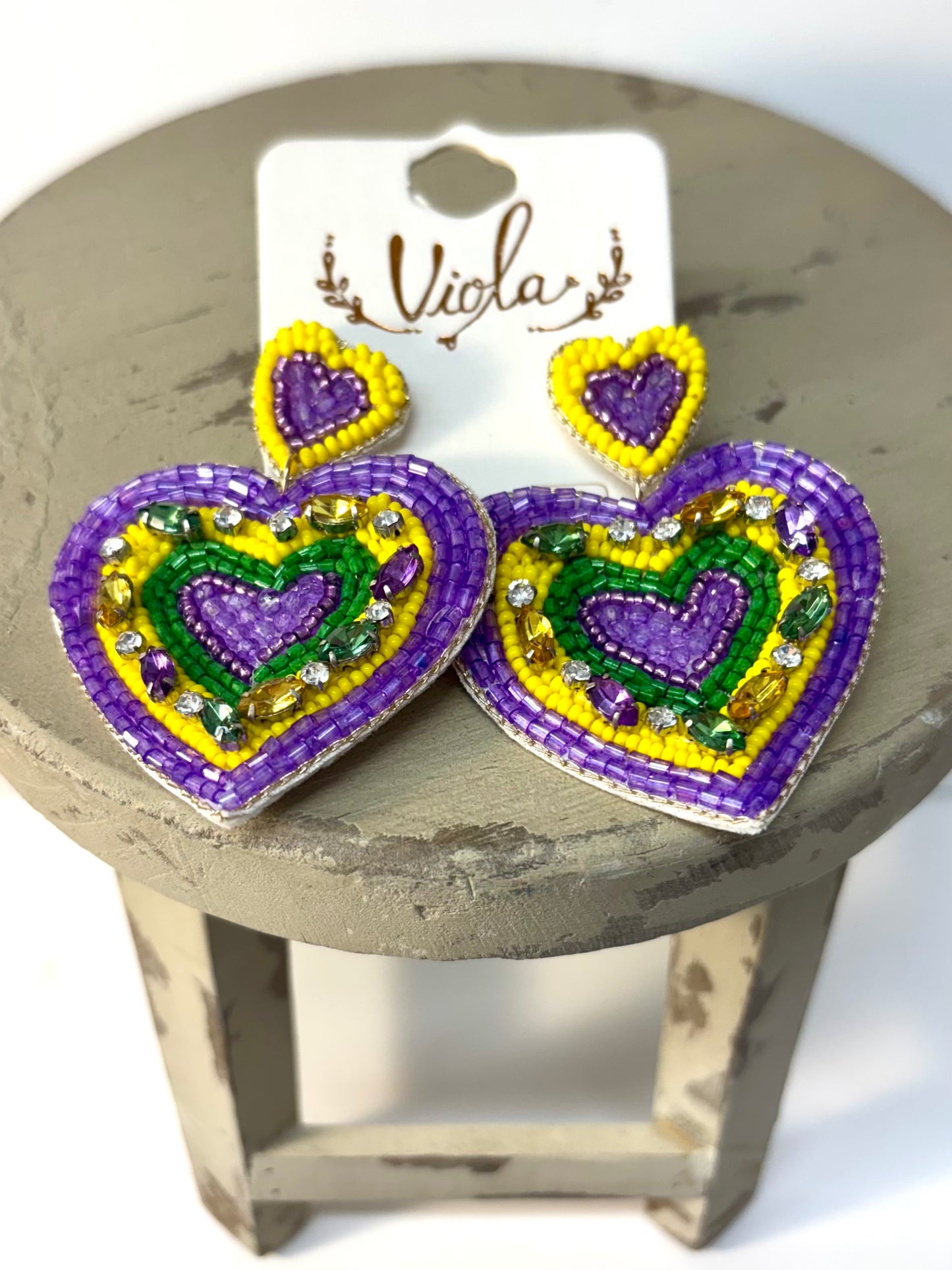 Martin Gras Heart Beaded Earrings