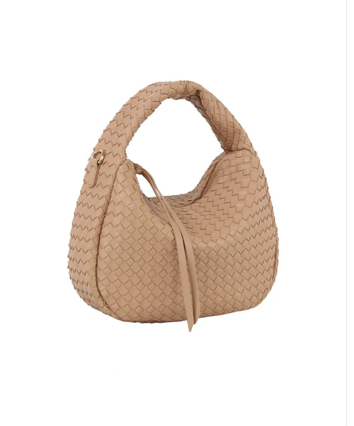 Allison Woven Hobo Bag - Taupe