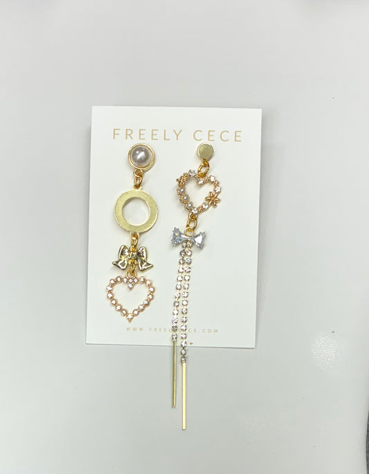 Mismatched Earrings Pearl, Heart, Bow, Chain, etc.