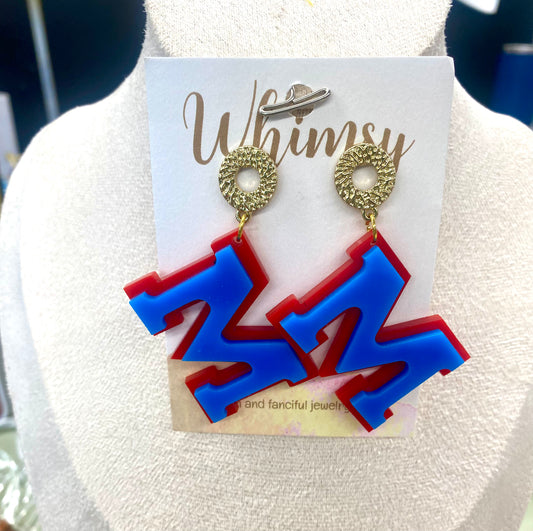 “M” University of Mississippi / Ole Miss Earrings