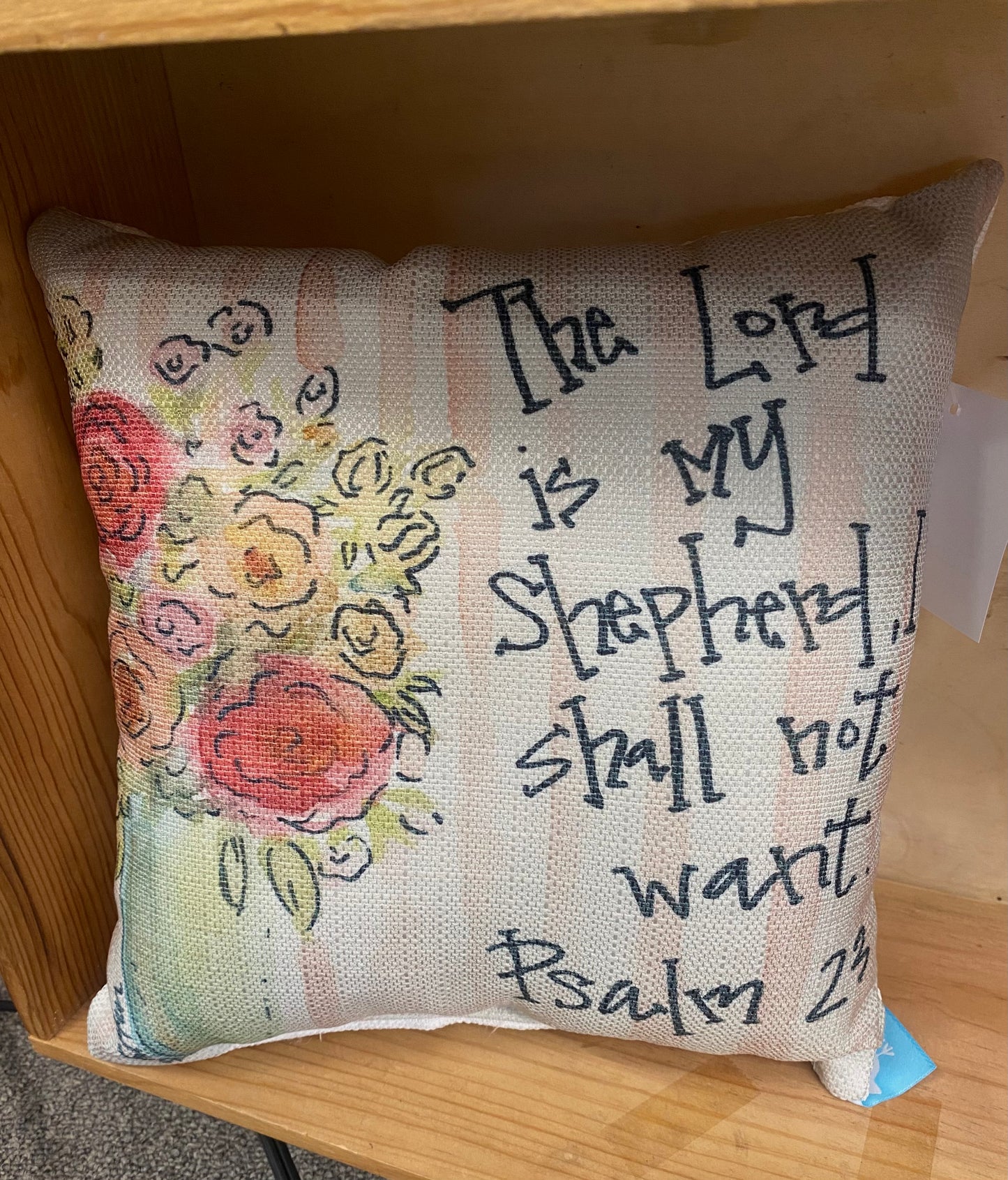 Bridgette - The Lord is My Shepherd Floral Pillow 12x12