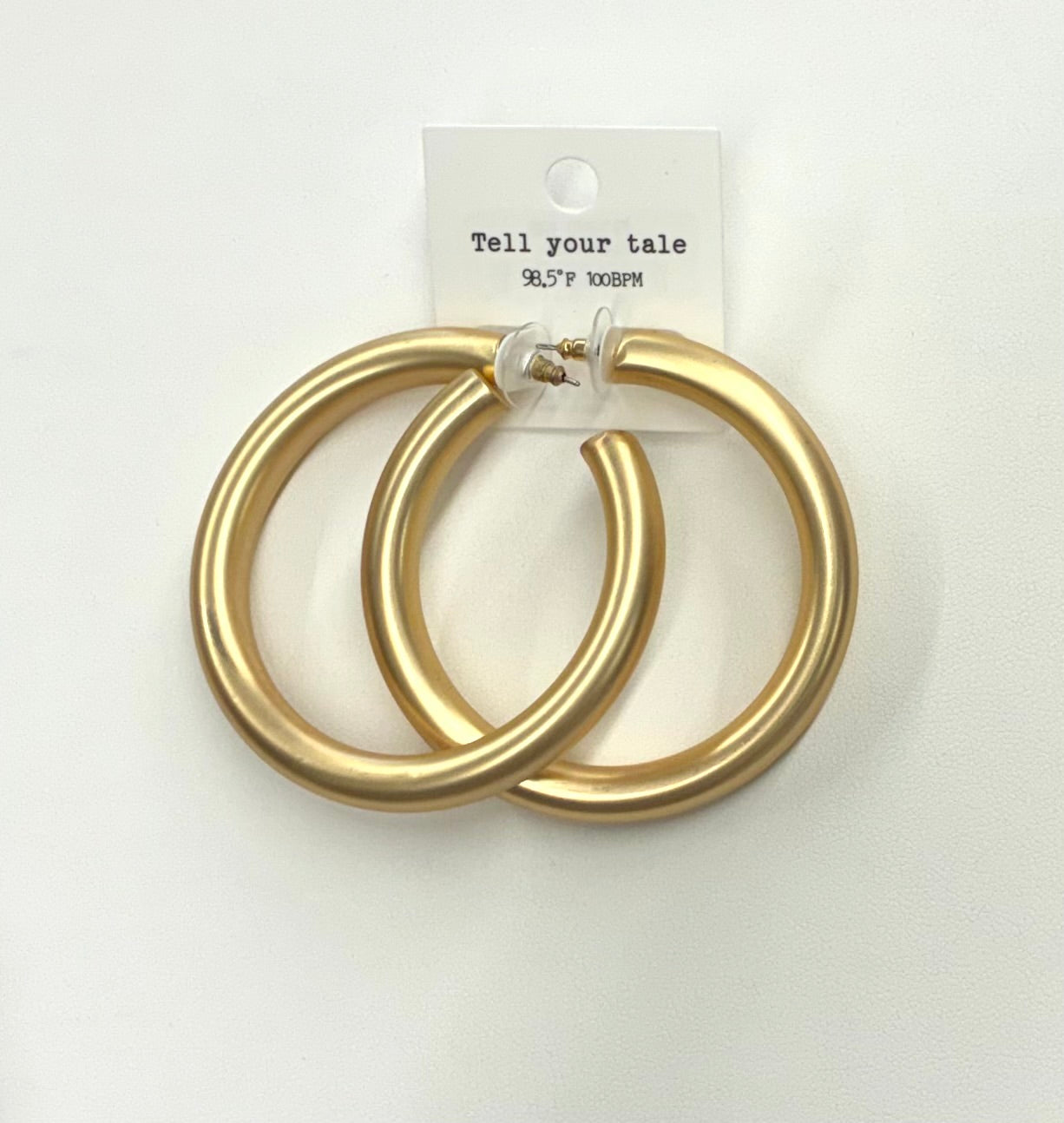 Thick Matte Silver or Gold Hoop Earrings