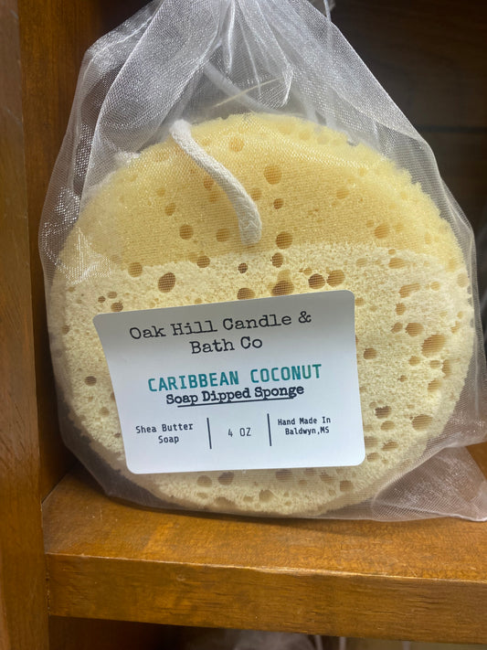 Soap Dipped Sponge 4oz Caribbean Coconut