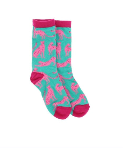 See ya, Cheetah Tall Adult Socks - Jane Marie