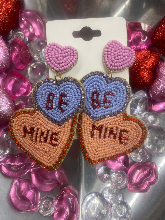 Be Mine Beaded Heart Earrings