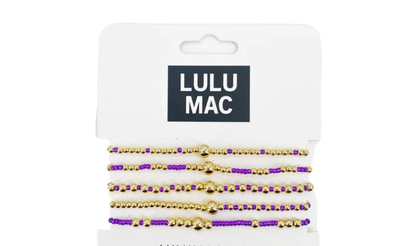 LULU MAC Purple & Gold 5-Strand Bracelets