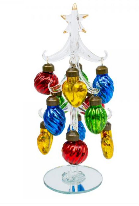 Clear Glass Tree 8” with Antique Ornaments