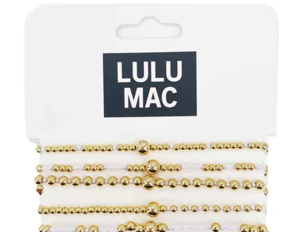 LULU MAC Gold and White Beaded Bracelets- 5 Strand