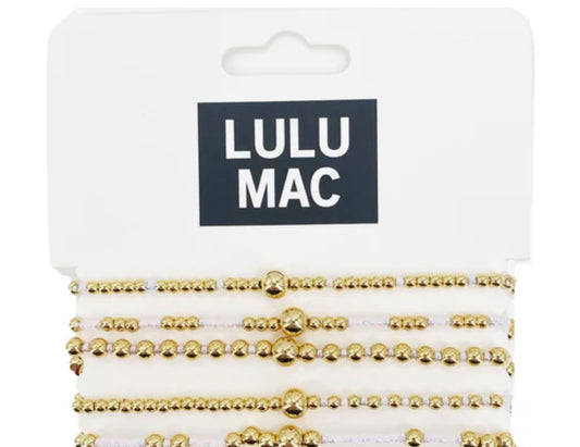 LULU MAC Gold and White Beaded Bracelets- 5 Strand