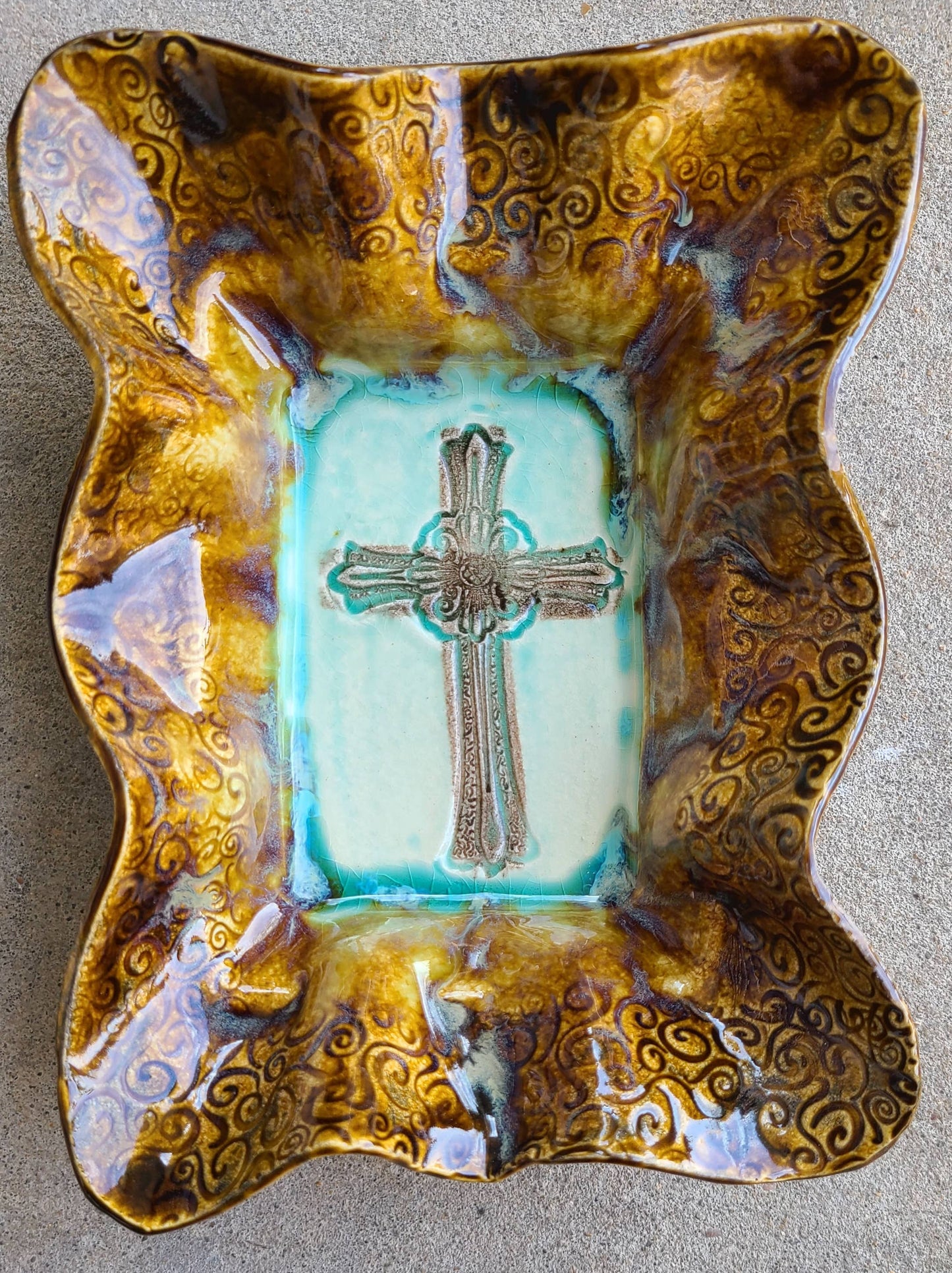 Friendship Bowl (Turquoise Cross Imbed) - Heartfelt Traditions - Store Pickup Only