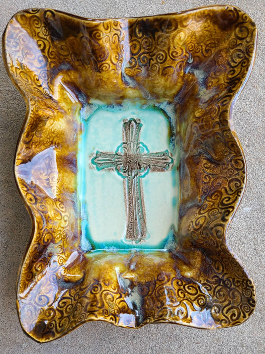 Friendship Bowl (Turquoise Cross Imbed) - Heartfelt Traditions - Store Pickup Only