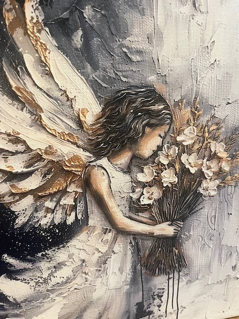 Christian home decor Canvas art print, Angel painting wall : 8x8