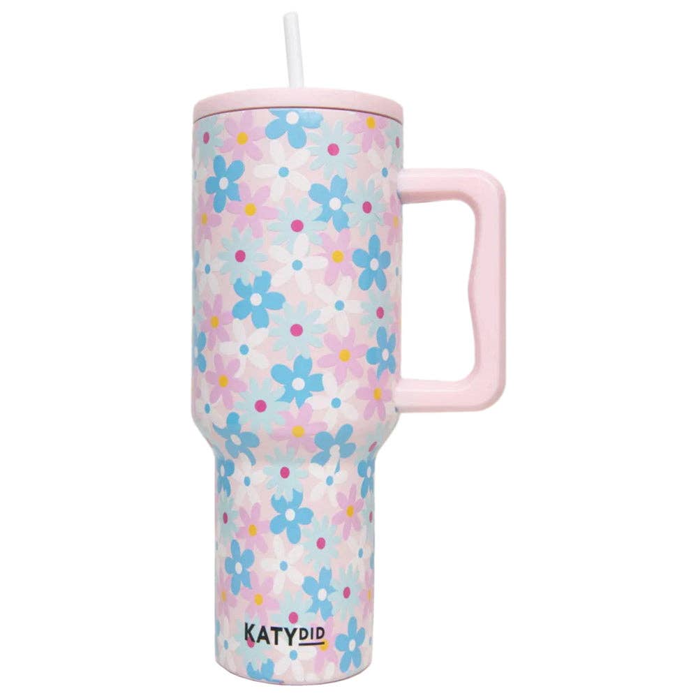 Dainty Florals 38 Oz Stainless Steel Tumbler: Light Pink