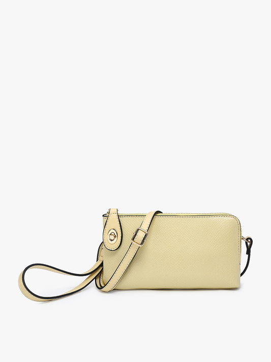 Jen & Co. Kendall Snake Twist Lock Crossbody/Wristlet: Pale Yellow