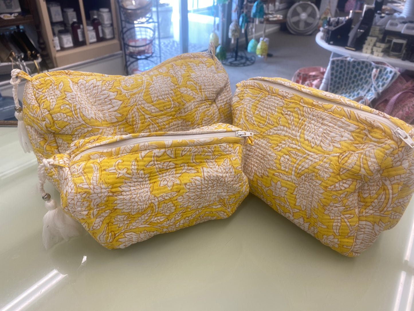 Ruthie Yellow Floral Print Cosmetic Bag Set