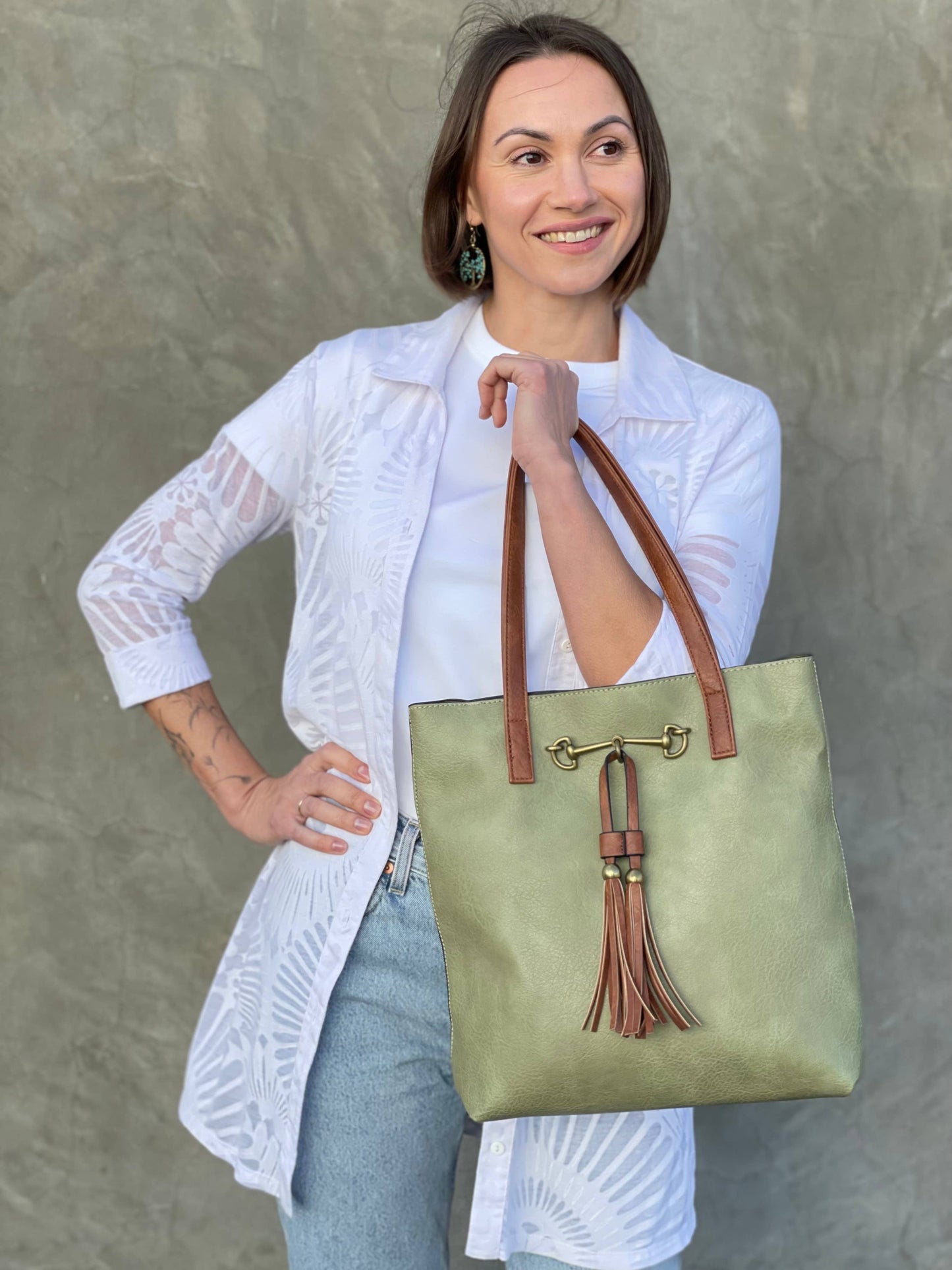 Liz Soto Jane 3272 two in one tote: Denim / Vegan leather / Two in one tote