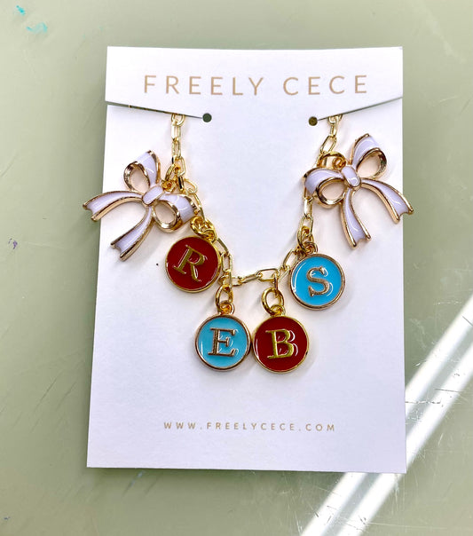 Rebs Red & Powder Blue Charm Necklace