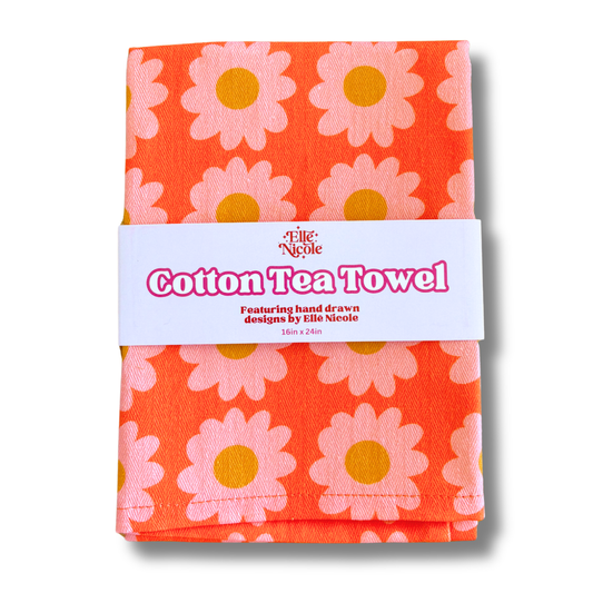 Cotton Tea Towel - Boho Daisy