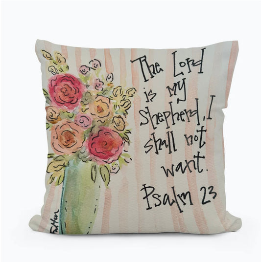 Bridgette - The Lord is My Shepherd Floral Pillow 12x12