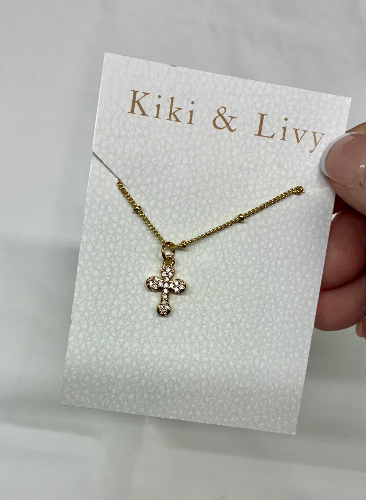 Dainty Bling Cross Necklace