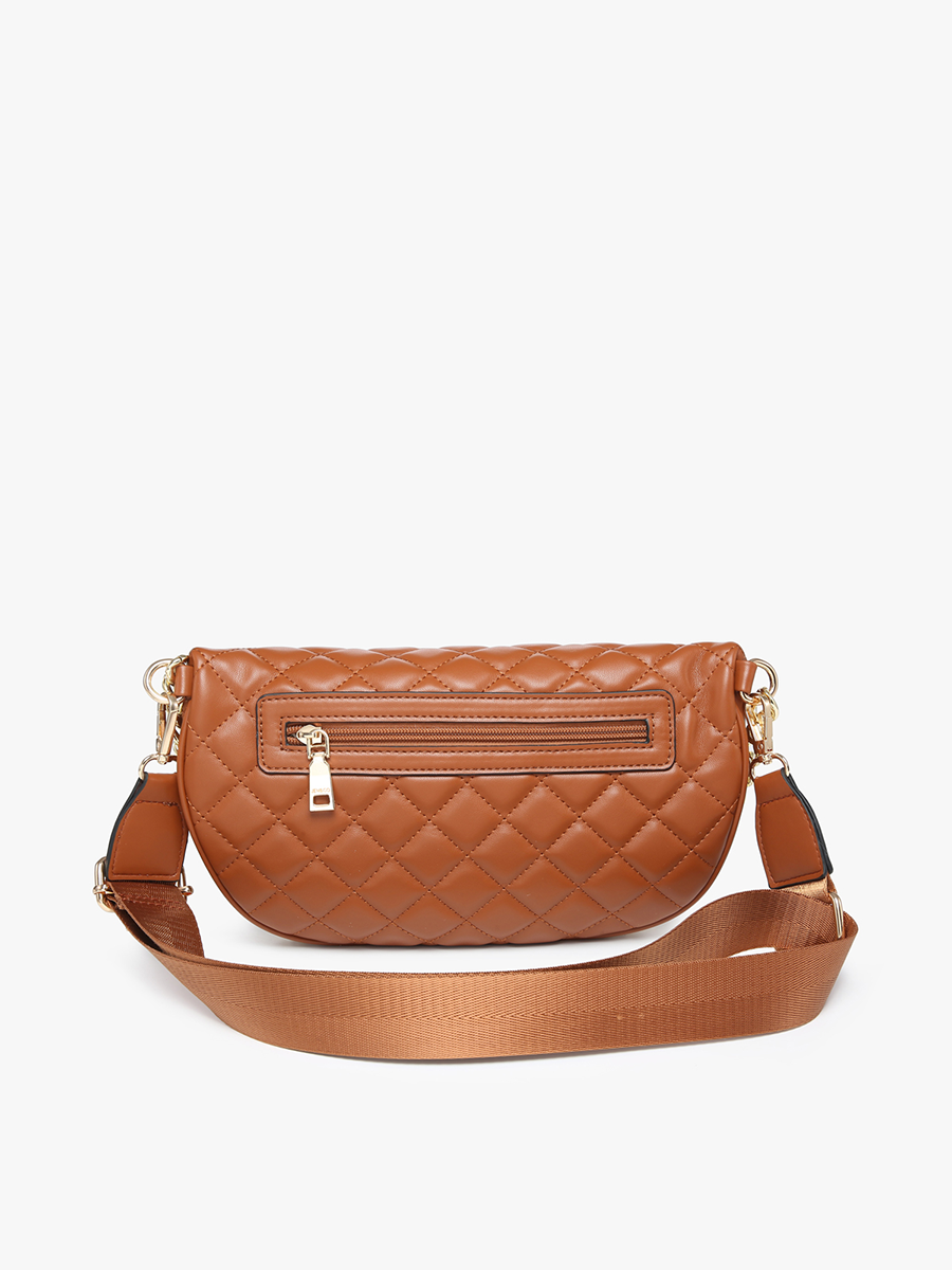 Sylvie Quilted Belt Bag with Chain Strap: Tan