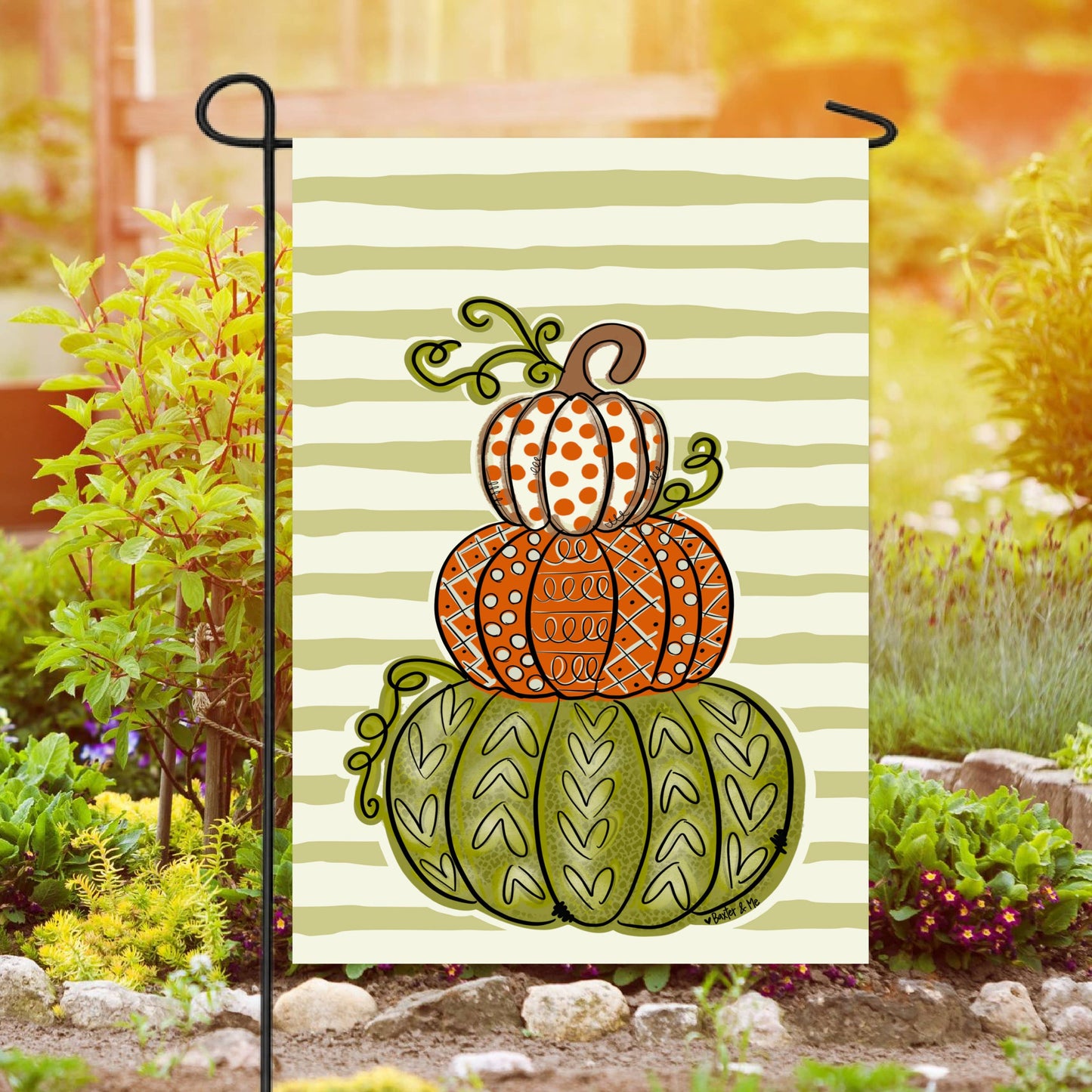 Pumpkin Doodle Stack Garden Flag