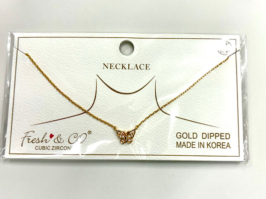 Cubic Zirconia Butterfly Gold Dipped Necklace