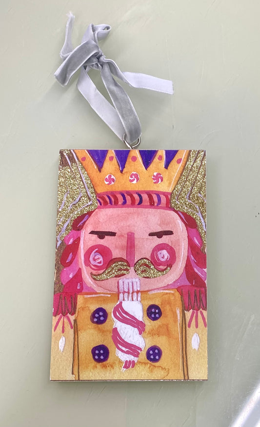 Glitter Wood Nutcracker Assort. Ornaments 3.5x5.5”