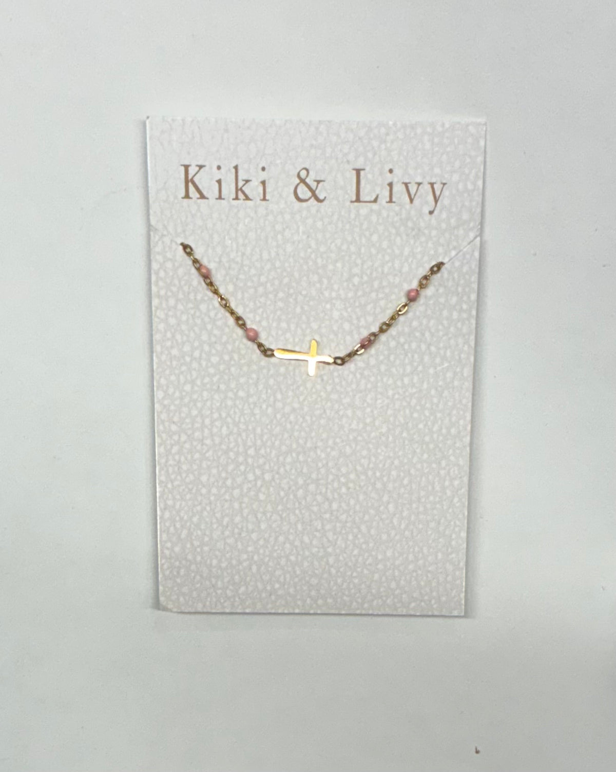 Beaded Sideways Cross Necklace (multiple colors)