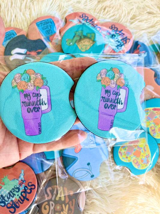 My cup runneth over psalm 23:5 religious car coasters
