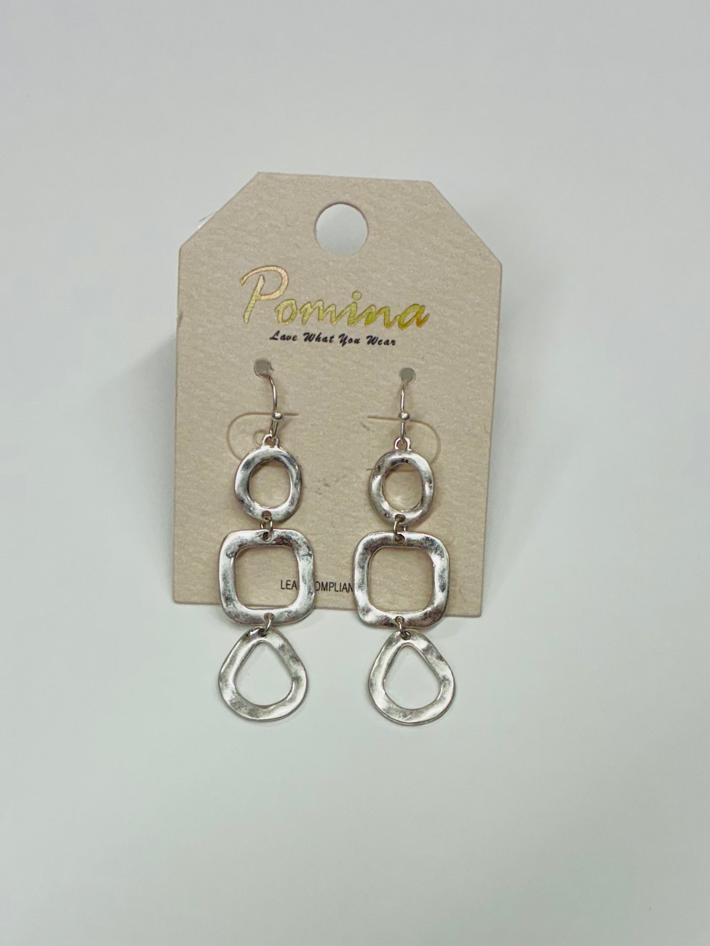 Hammered Gold or Silver Metal Dangle Earrings