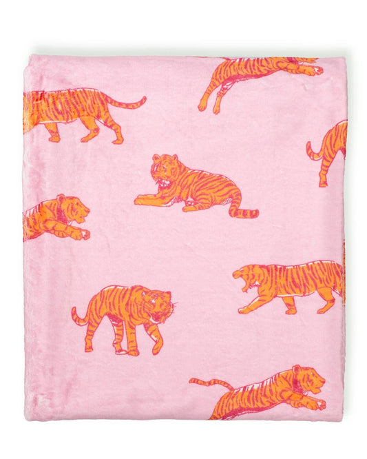 Tiger Walk Throw   Pink/Orange   50x60