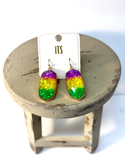 Mardi Gras Gradient Glitter Earrings