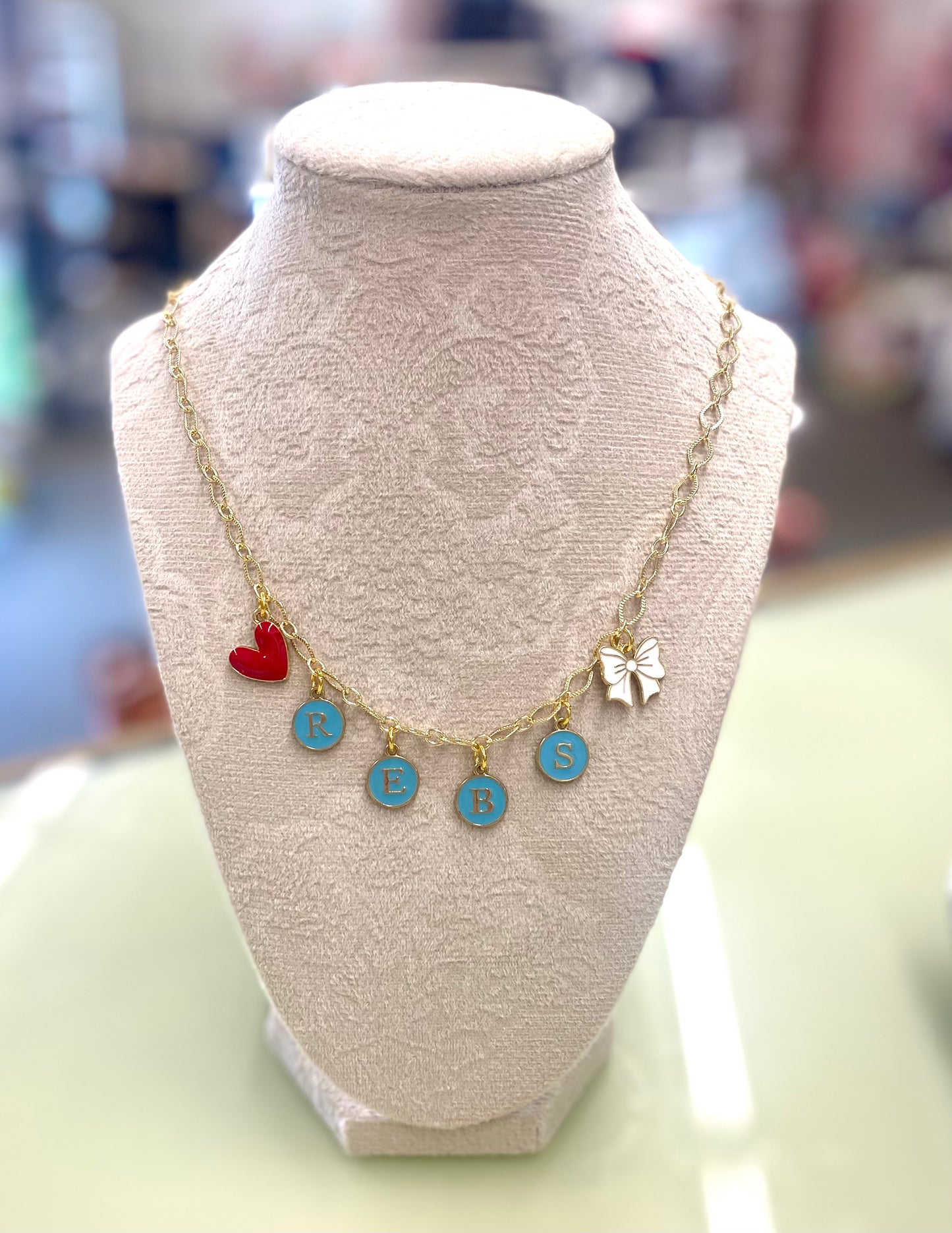 Rebs Powder Blue Charm Necklace