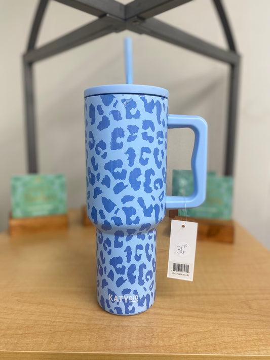 Light Blue Leopard 38oz Stainless Steel Tumbler / Katydid