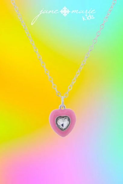 Pink Heart Gem Necklace / Jane Marie