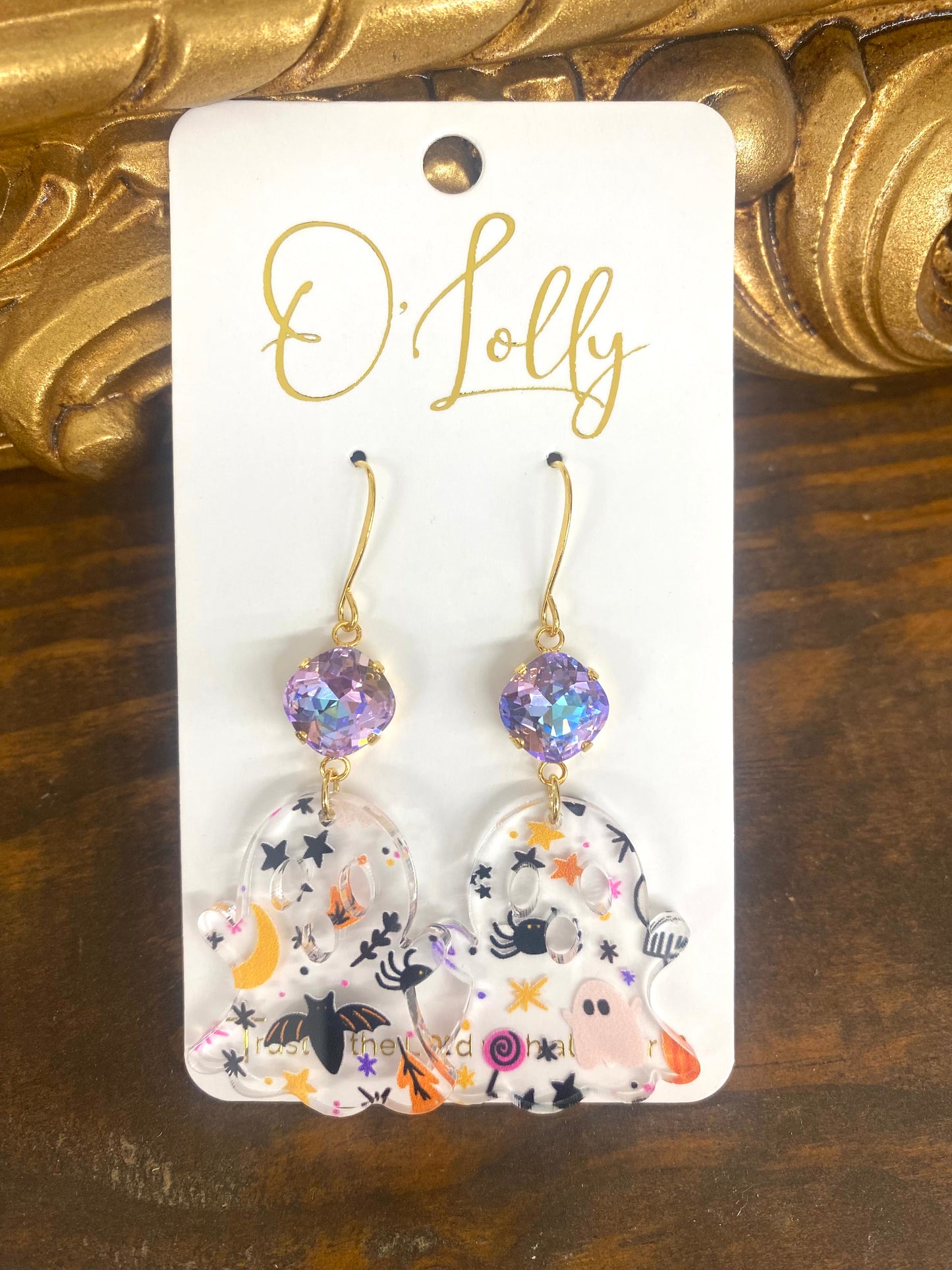 O’Lolly Ghost Earrings w/ Purple Stone