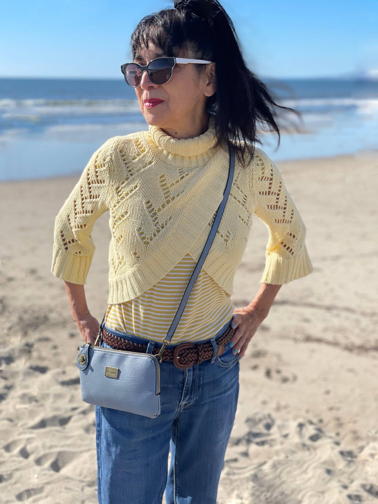 Liz Soto Tina cross-body, wallet, cell phone and wristlet: Almond / Cross body