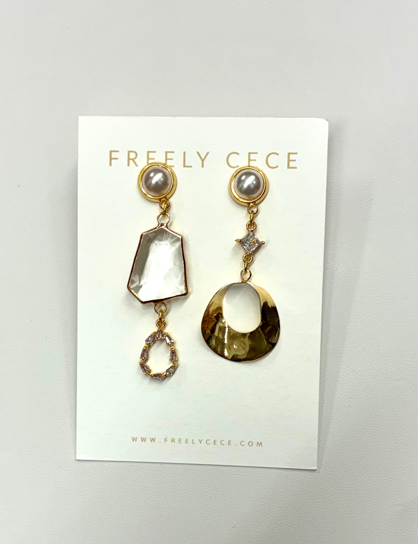 Gold & Pearl Mismatched Earrings - Pearls, Clear Stones, Rhinestones, etc.