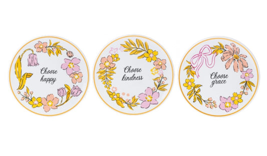 Round Trinket Dish with Inspirational Quotes - Choose Grace, Choose Kindness, Choose Happy