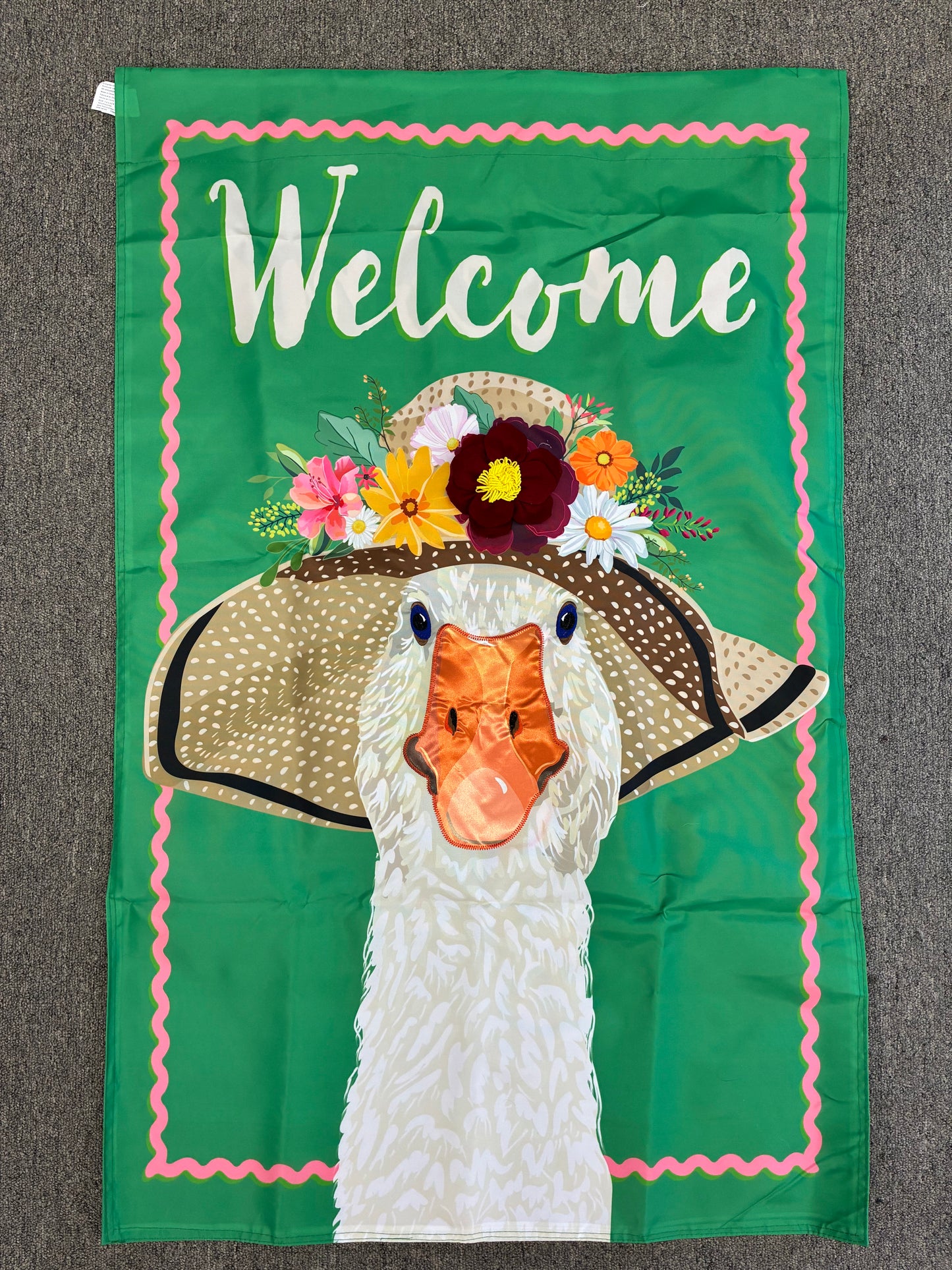 Flowery Goose Appliqué Garden Flag (Big Flag)