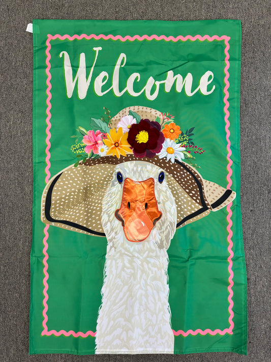 Flowery Goose Appliqué Garden Flag (Big Flag)