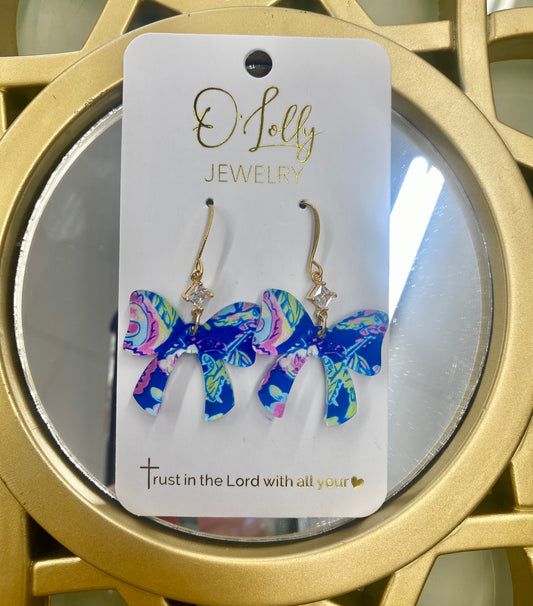 O’Lolly “Lilly” Earrings - Cz W/Acrylic Bow