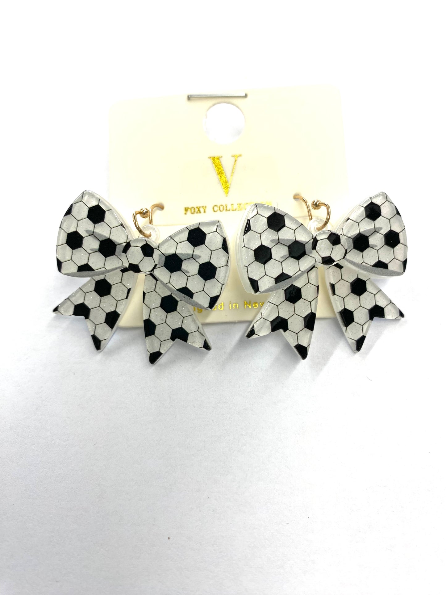 Soccer Bow Dangle Earrings