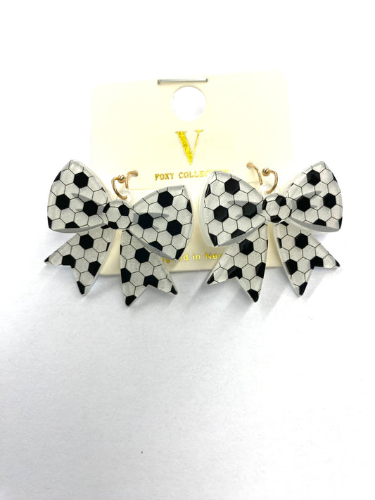 Soccer Bow Dangle Earrings