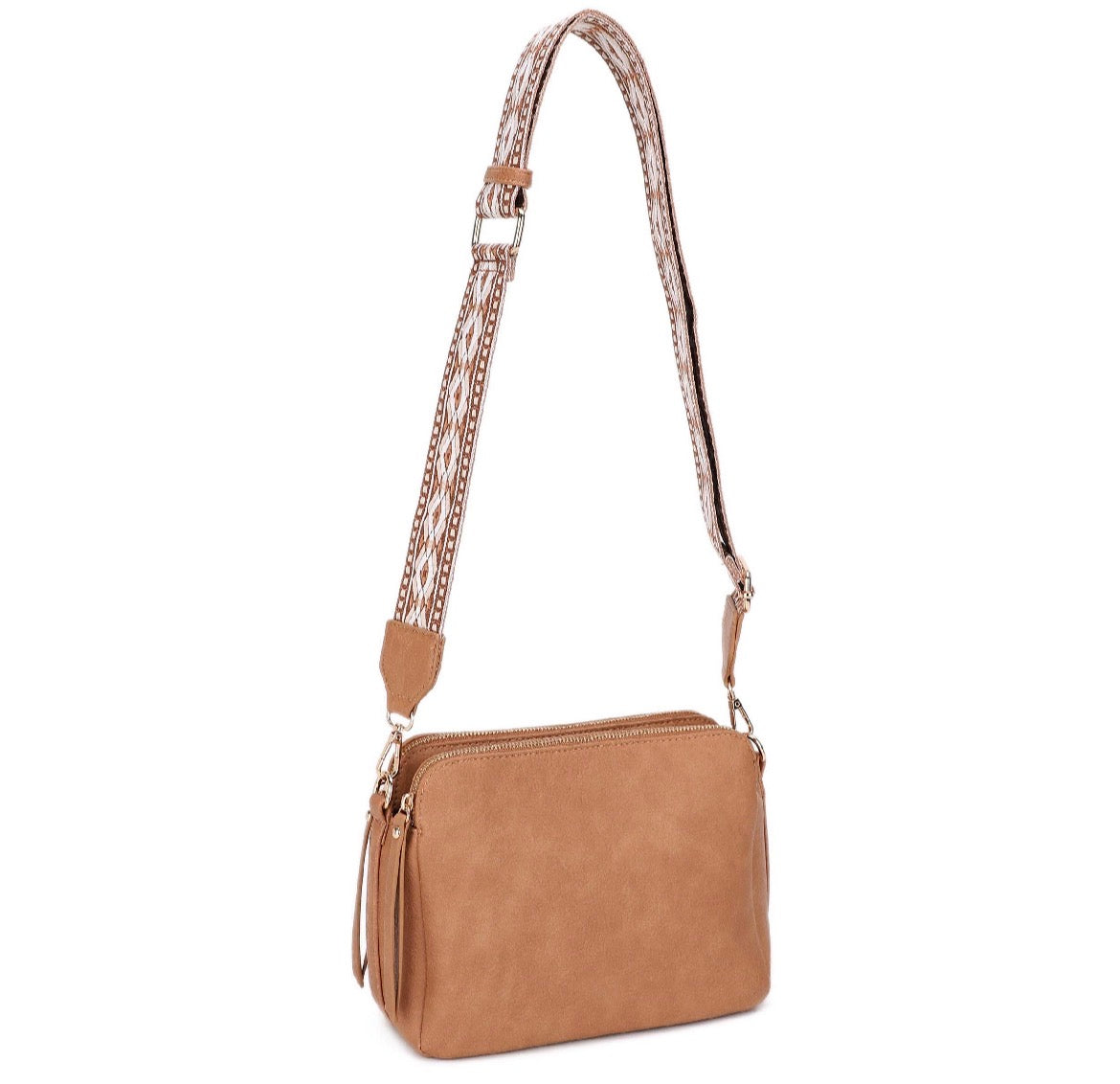Mila 3 Compartment Crossbody Bag With Guitar Strap