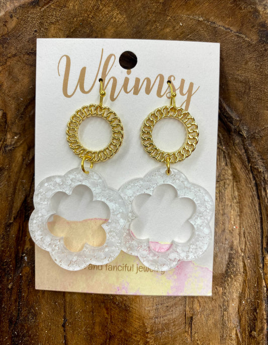 White & gold earrings / Whimsy Jewels