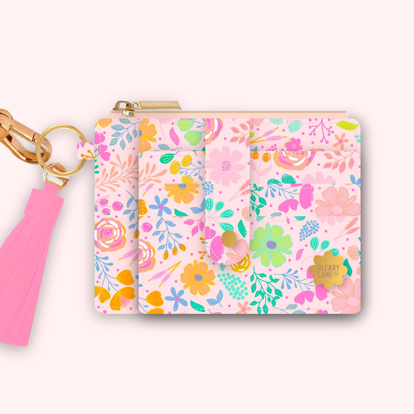 Wallet Keychain | Blush Rainbow Blooms