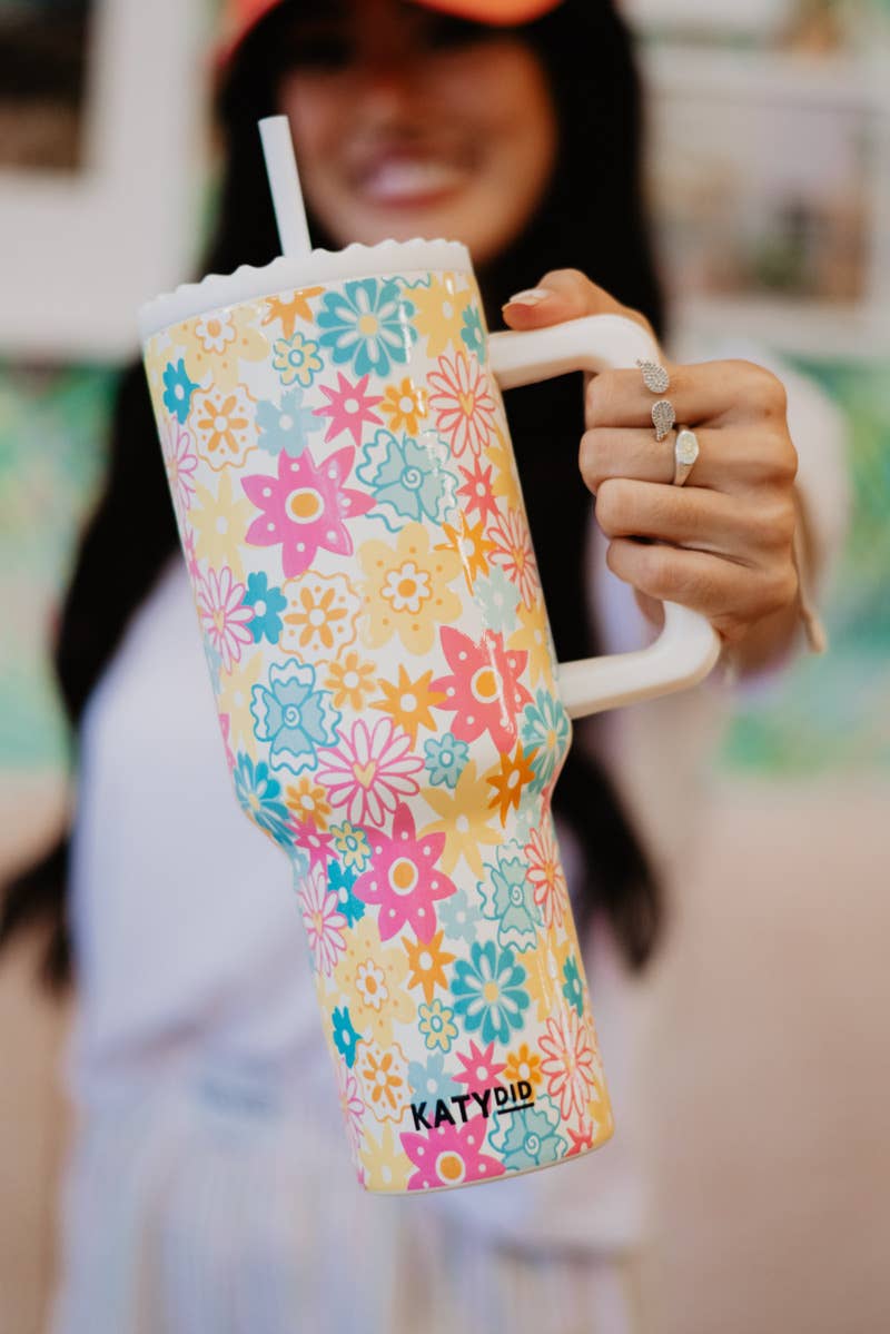 Spring Flowers Stainless Steel Tumbler: White