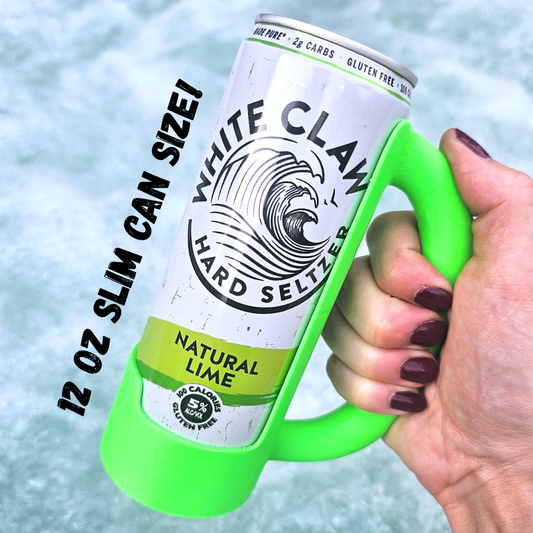12 oz Slim Can Holder Handle Redbull, Alani Nu, White Claw: Green- Glows Green